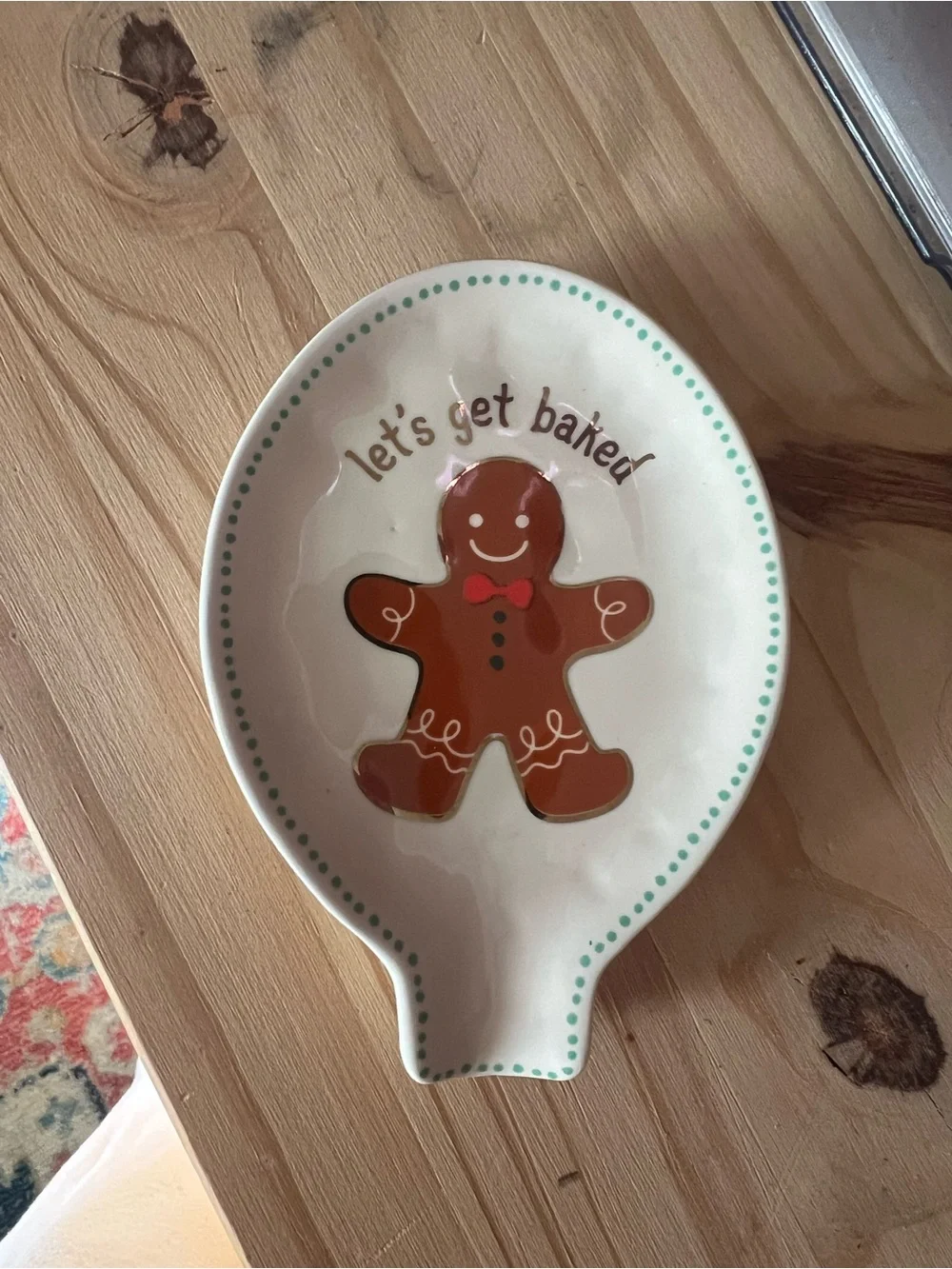 White Spoon Rest with Gingerbread man 